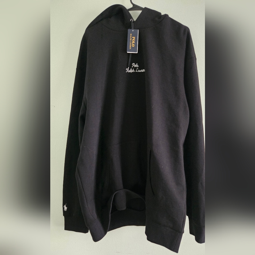Polo Ralph Lauren Men's Double Knit Tech Stitched Logo Pony Hoodie Black XXL